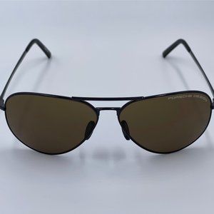 PORSCHE DESIGN P8508 - Black Aviator Sunglasses with Brown Lenses NWT